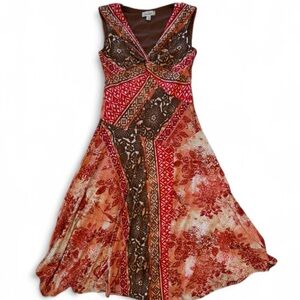 Vintage Dressbarn Brown Warm Tones Fairy Y2K Maxi Dress